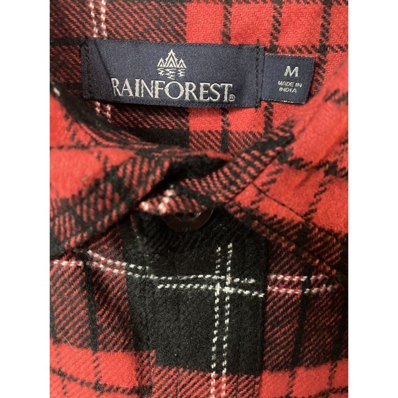 Rainforest Men's Heavyweight Flannel Shirt Black/Red Plaid‎ Size Medium - Picture 2 of 10